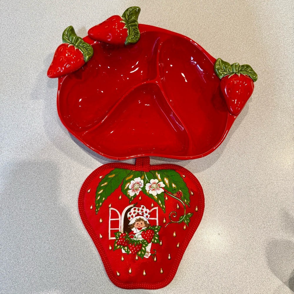 Nelson McCoy Strawberry Serving Bowl #842 VTG Strawberry Shortcake Pot Holder
